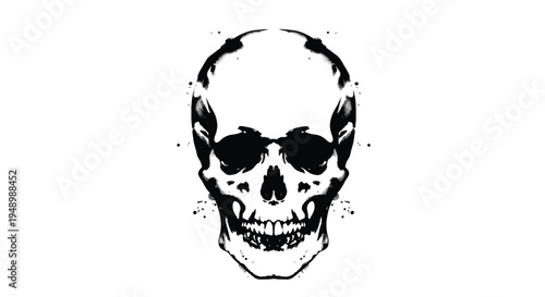 Dramatic black ink splatter forming a skull shape striking silhouette