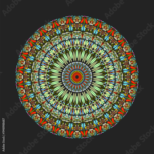 Colorful abstract round circular petal ornament mandala art