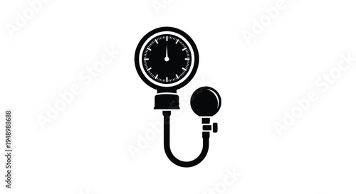 Black pressure gauge illustration with a bulb a striking silhouette