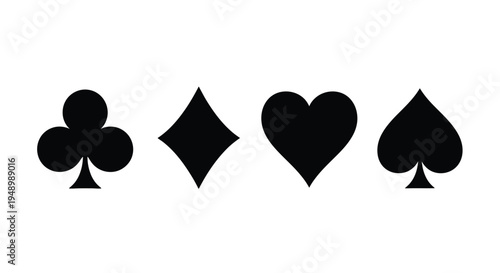 Four playing card suits in a simple black silhouette