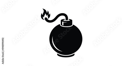 Simple black silhouette of a molotov cocktail with a burning wick