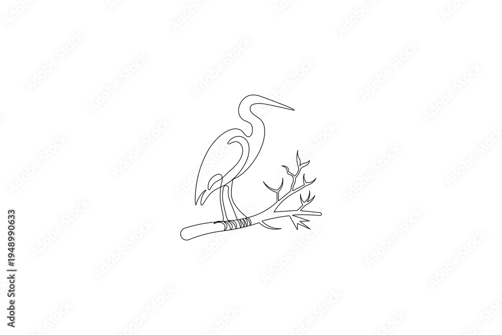 Obraz premium Egret bird continuous single line drawing minimalist outline vector art 
