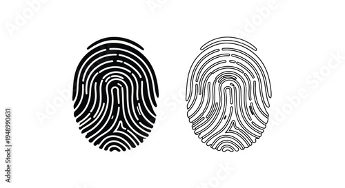 Two contrasting fingerprint illustrations a dark and a light design