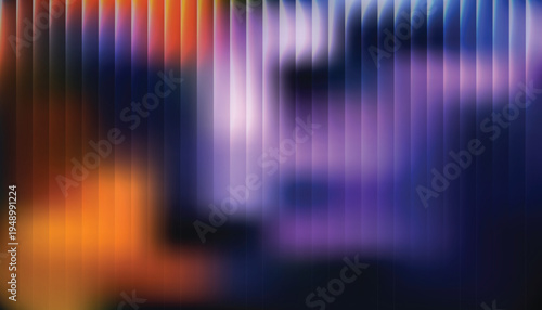 Blurry portrait of a person with distorted colors glass effect 