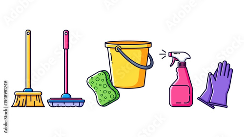 Cleaning Supplies and Tools for Household.