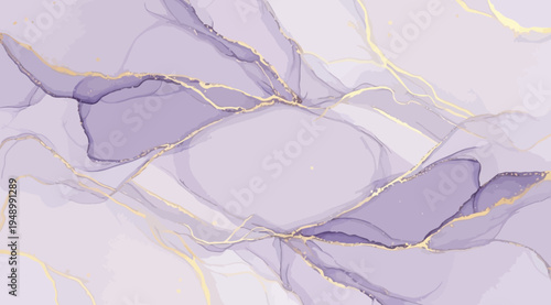 Lavender marble texture with gold veins on a light purple background for design and decoration purposes