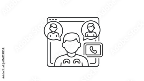 Simple Line Icon of Person Communicating.