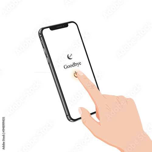 hand pressing goodbye button on smartphone screen