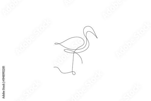 Egret bird continuous single line drawing minimalist outline vector art
