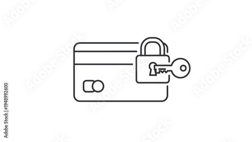 Credit Card with Lock and Key Icon.