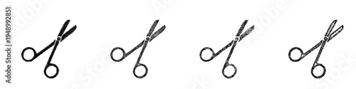 Sketch surgical scissors icon design set