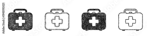 Sketch first aid kit icon design set