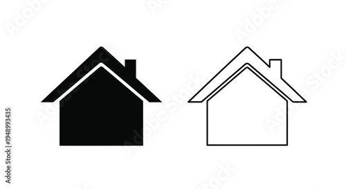 Two simple house icons one black and one white outline