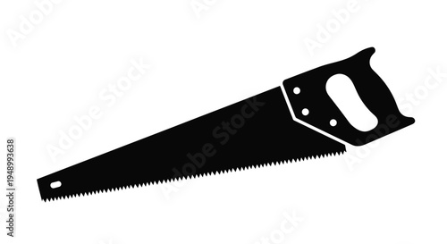 Simple black silhouette of a hand saw a woodworking tool
