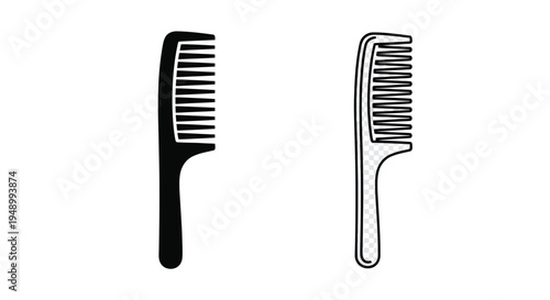 Two combs one solid black and one outlined shown in a simple graphic