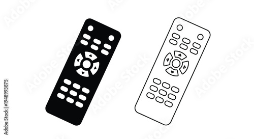 Two remote controls one black one white shown as vector icons