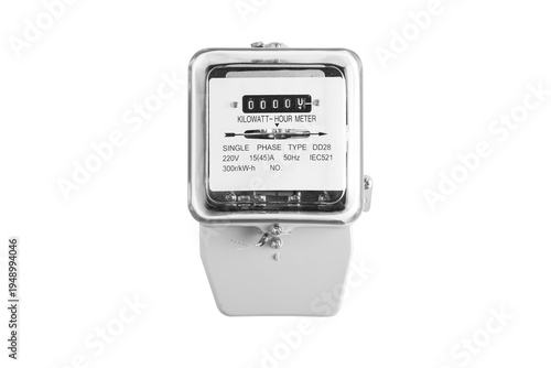 Electric meter power tool isolated from white background.