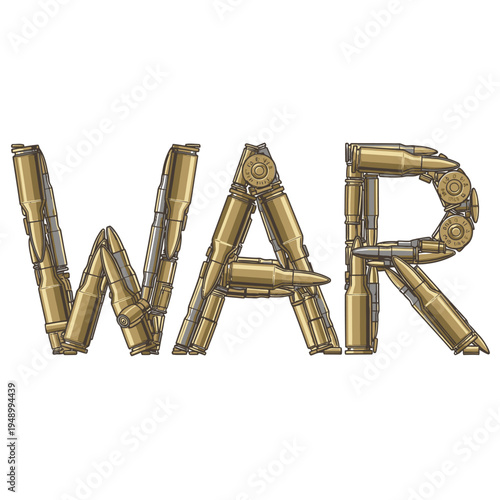 Word War made of bullets on isolated white background vector