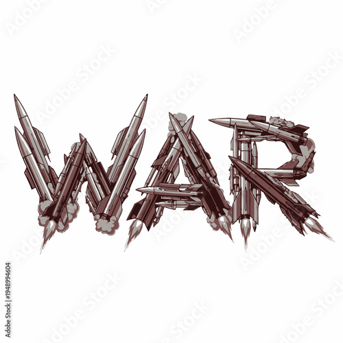 War rockets lettering isolated on white background vector