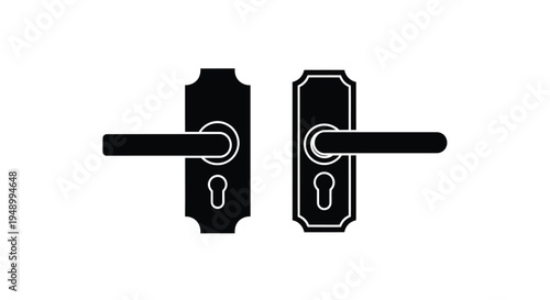 Two black door handles depicted in a simple graphic style
