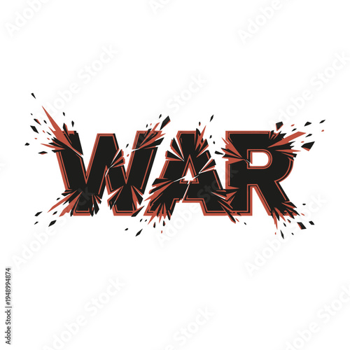 War text effect with explosion isolated on white background
