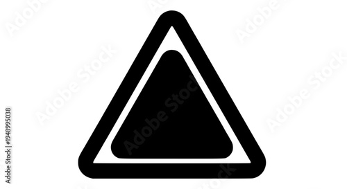 Triangle warning sign with black outline and white interior space featuring caution, alert, danger with icon and symbol
