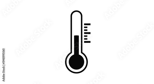 Simple black and white illustration of a thermometer showing a moderate temperature