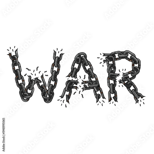 Broken chain letters WAR on isolated white background vector