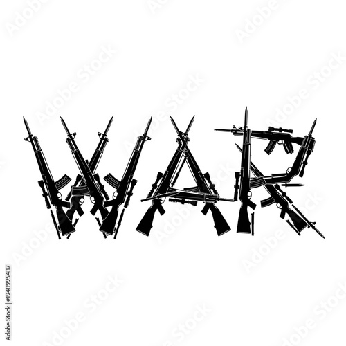 War guns and rifles isolated on white background vector