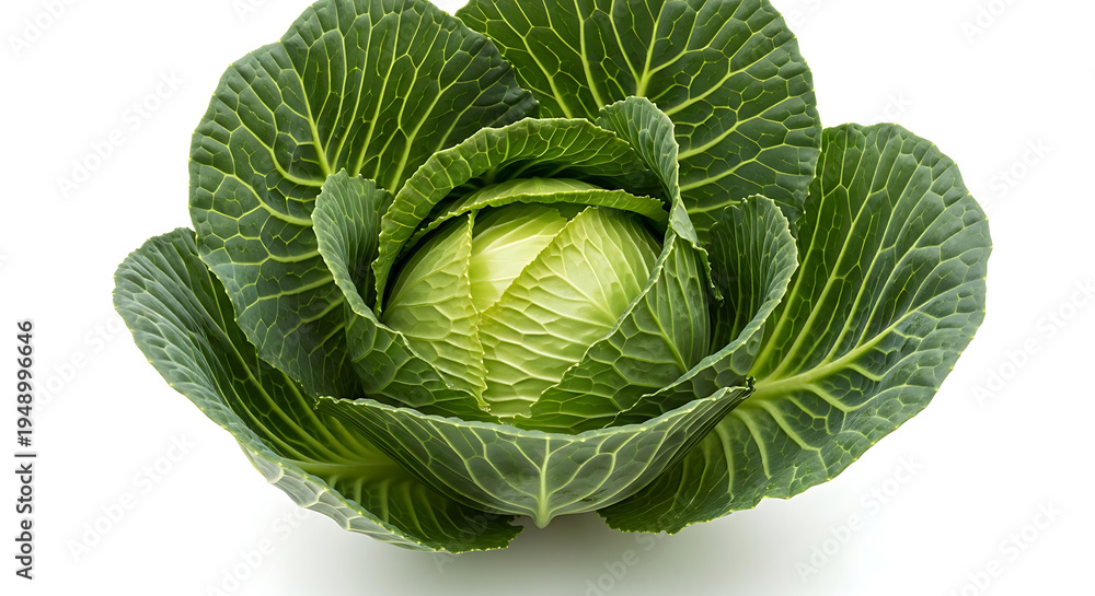 Fototapeta premium Fresh Green Cabbage Vegetable Isolated on White Background for Healthy Eating