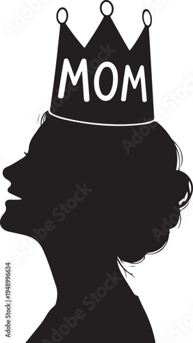 International mother's day line set silhouette crowned mom royal portrait