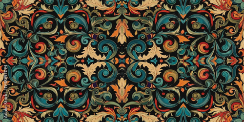 Vintage Ornamental Floral Seamless Pattern with Colorful Baroque Leaves and Decorative Luxury Background for Wallpaper, Textile, Fabric, and Surface Design