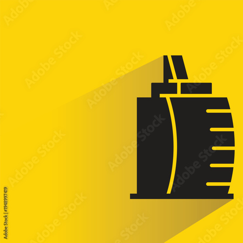 apartment and office tower icon with shadow on yellow background