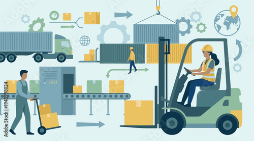 Global Logistics and Supply Chain Management Operations Illustration