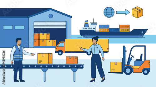 Global Logistics and Supply Chain Operations with Warehouse and Shipping