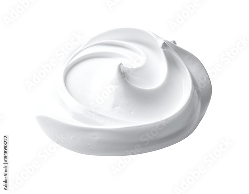 A soft, swirling dollop of white, fluffy whipped cream