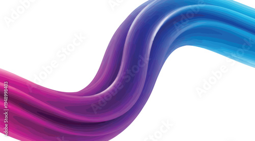 Vibrant pink, purple, and blue wavy ribbon or wave design isolated on white background with smooth curves and gradient colors