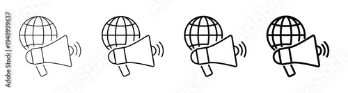 Mass Communication and Global Information Sharing Icon Line Art Vector illustration editable