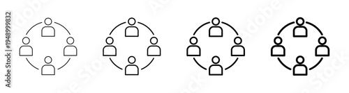 Stakeholders and Corporate Community Icon Vector illustration Lin Art editable