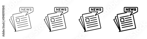 Headline News and Newspaper Article Icon Line Art Vector illustration editable