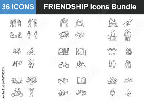 Friendship icon bundle for connection, relationships and togetherness themes