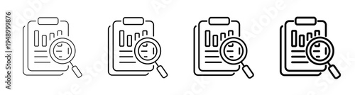 Data Analytics and Media Monitoring Research Icon Line Art  Vector illustration editable