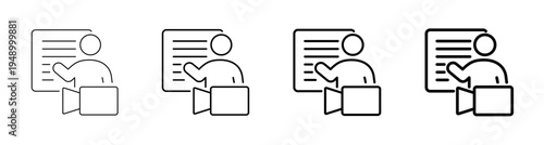 Media Presentation and Video Journalism Icon Line Art Vector illustration editable