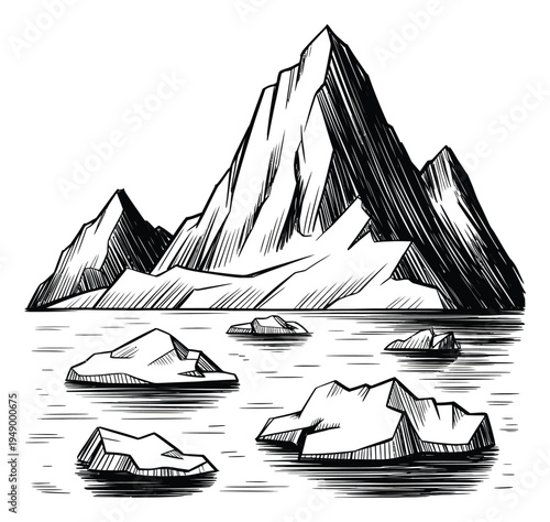 Iceberg Mountain Landscape Vector Illustration