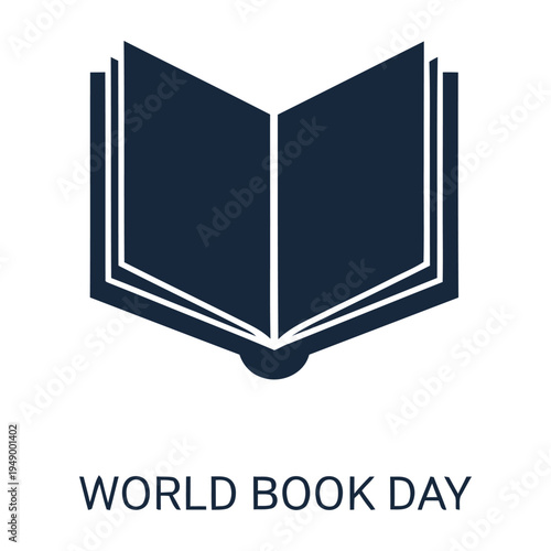 World book day logo with open book icon