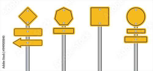Set of road sings icon, sing post direction icon. Traffic sign. Direction sing.
