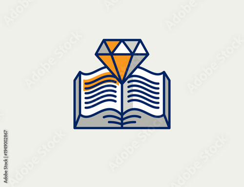 Book of knowledge vector icon, education school and university theme, library study.