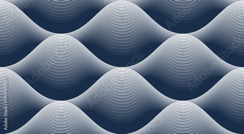 Wavy lines linear seamless pattern, water waves repeat abstract background, curve lines runny river tranquil and relaxing tiling wallpaper.