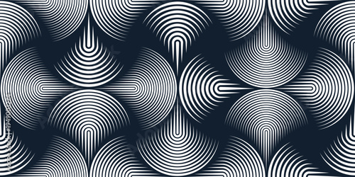 Abstract geometric seamless pattern, hypnotic optical endless wallpaper, monumental architecture element abstract background.