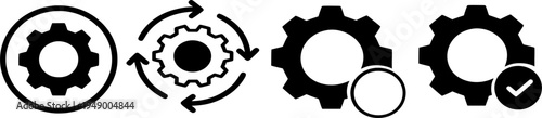 Gear icon set with various additions vector illustration isolated on transparent background mechanical settings and process concept